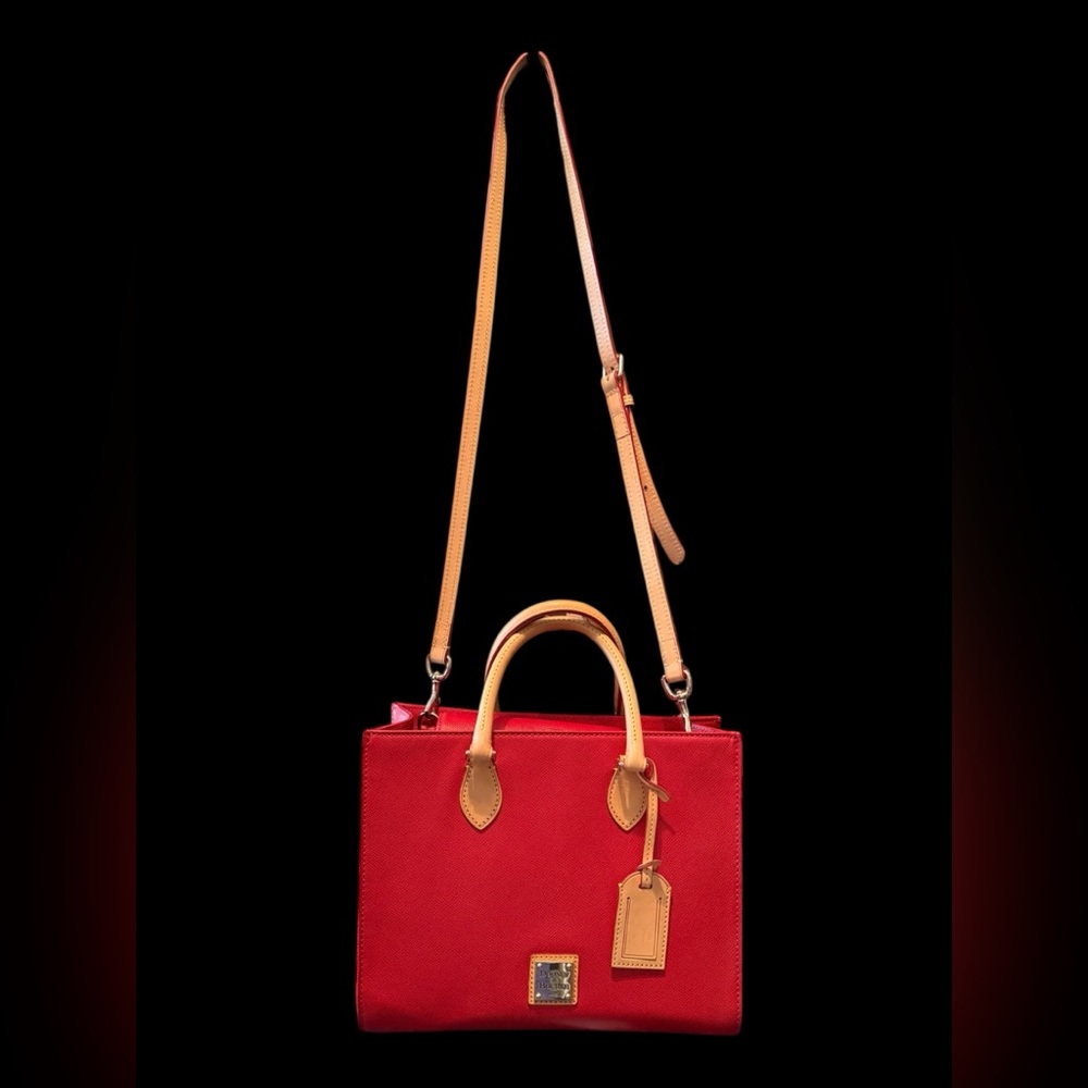 Dooney & Bourke Red Crossbody Bag with Tan Accents